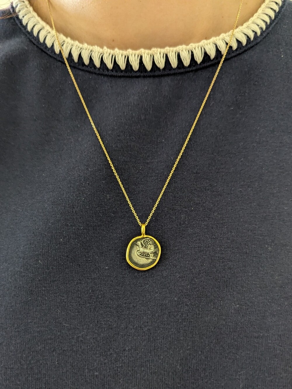 Monica Vinader Dove Pendant w/ 10K Gold 20” Chain Necklace